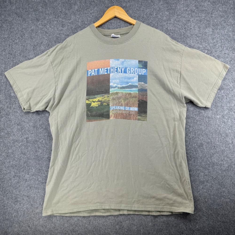 Vintage Pat Metheny Group T-Shirt Mens XL Green 2002 World Tour Jazz Graphic Tee